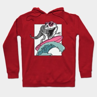 Skeleton of T-Rex Surfing Hoodie